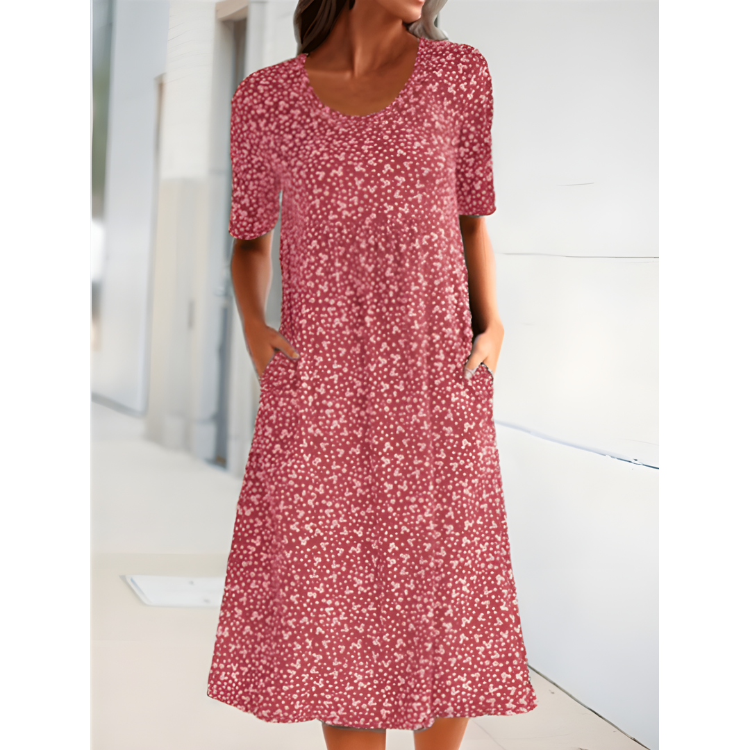 Willow | Women’s Printed Midi Dress with Side Pockets
