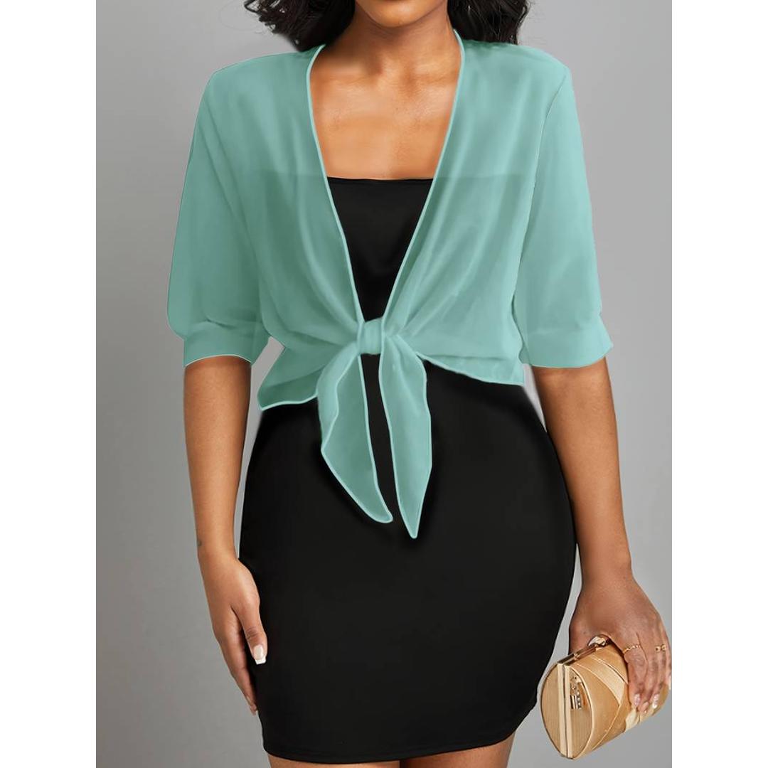 Serena | Women’s Sheer Tie-Front Blouse with V-Neck