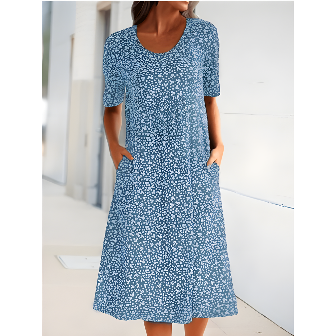Willow | Women’s Printed Midi Dress with Side Pockets