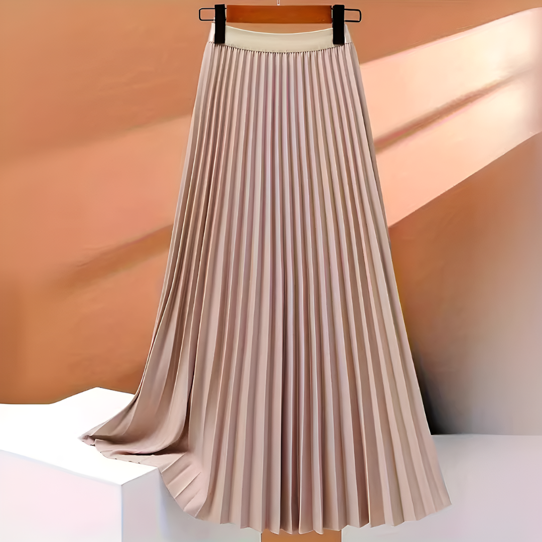 Grace | Women’s High-Waist Satin Pleated Midi Skirt