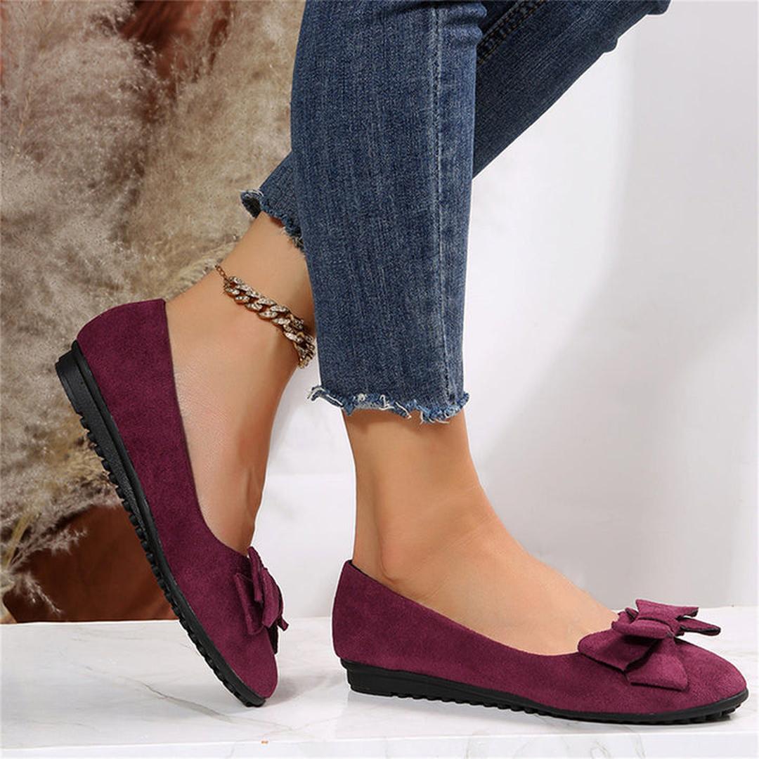 Elowen | Women’s Slip-On Ballet Flats with Bow Detail