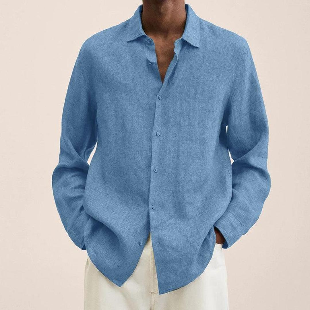 Luca | Men’s Linen Blend Long Sleeve Shirt with Classic Collar