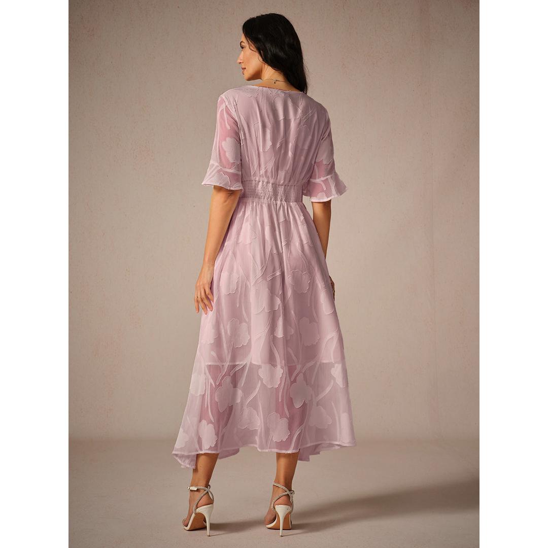 Beatrice | Women’s Midi Dress with Flutter Sleeves and Lace Detail