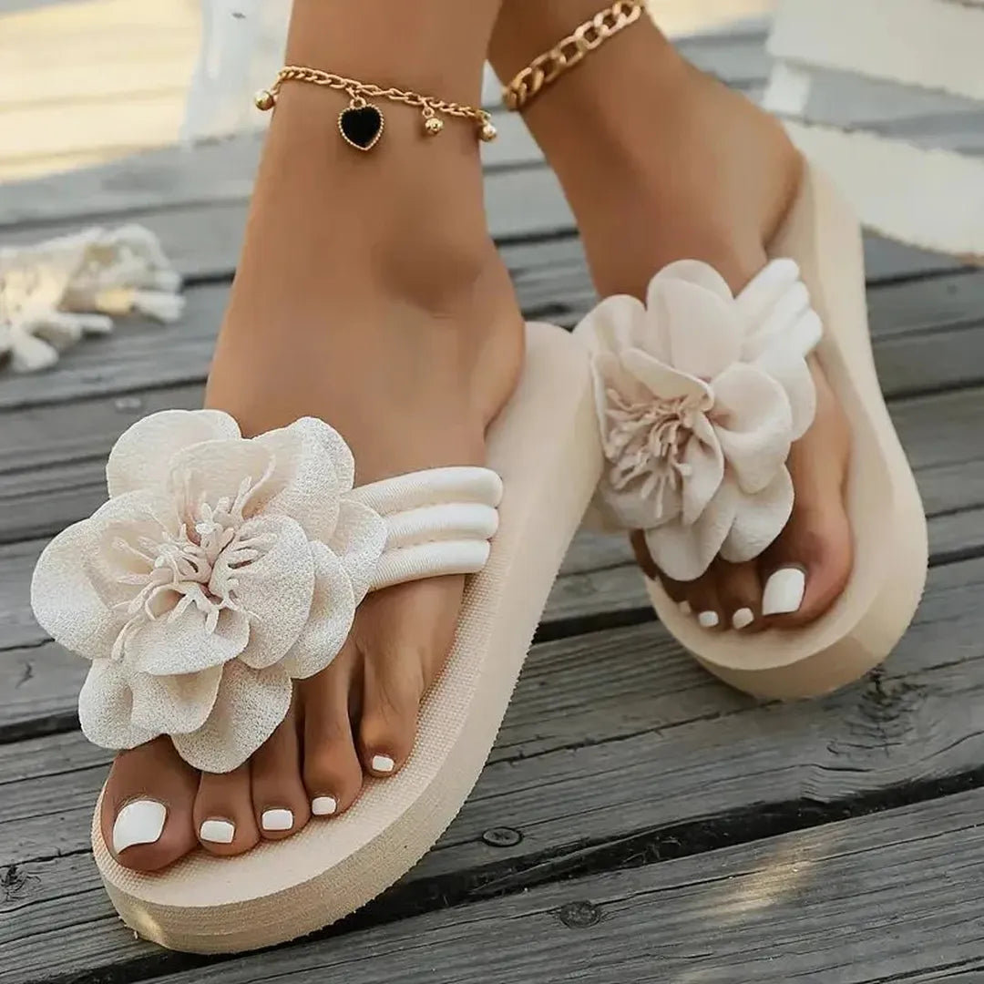 Luna | Women’s Platform Sandals with Flower Strap Detail