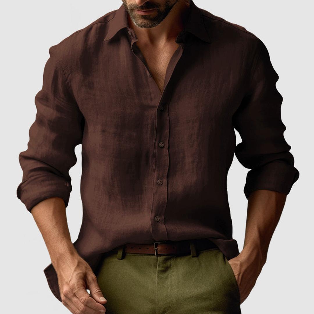 Samuel | Men’s Long Sleeve Linen Button-Up Shirt