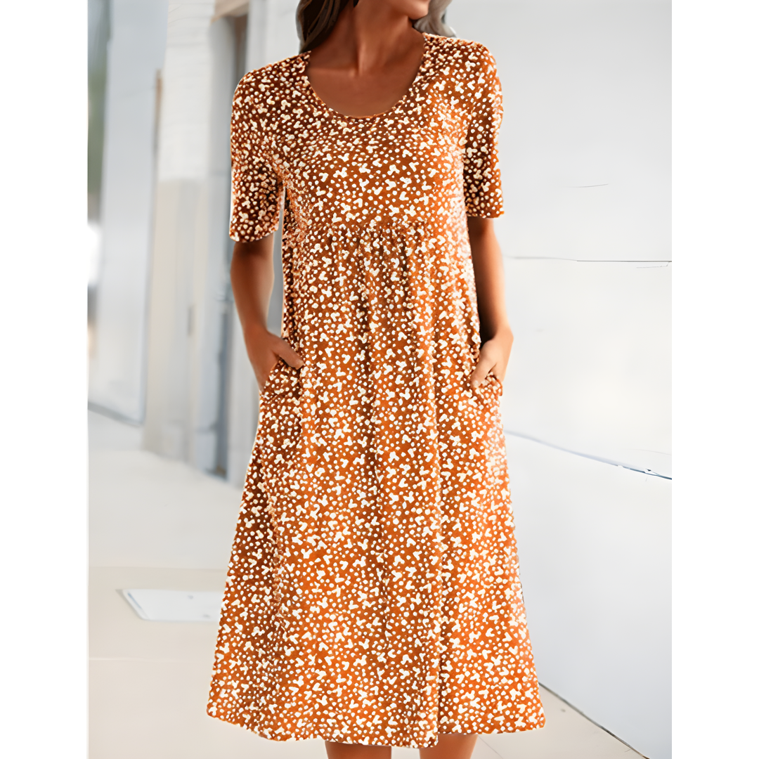 Willow | Women’s Printed Midi Dress with Side Pockets