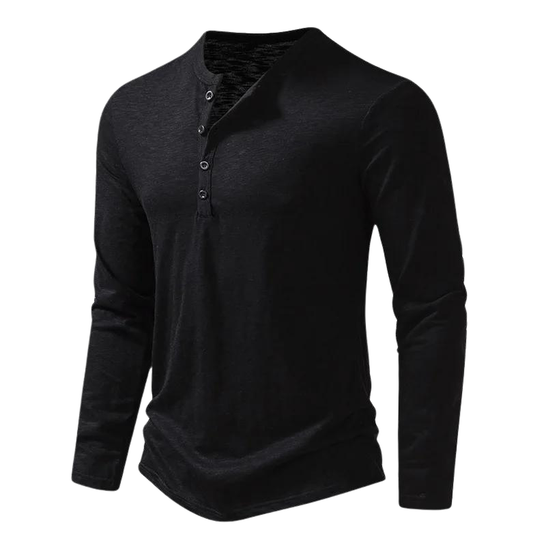 Bravero | Men’s Long-Sleeve Henley Shirt with Button Placket