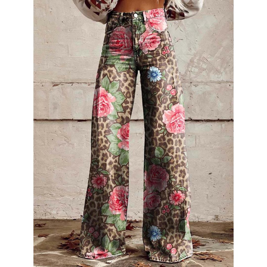 Harper | Women’s Wide Leg Floral Print Jeans