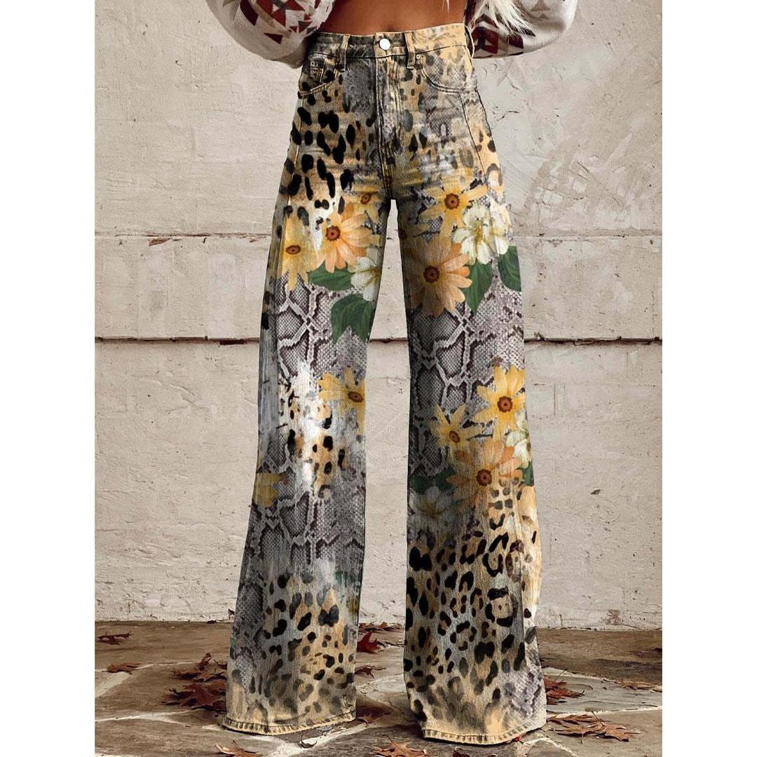 Harper | Women’s Wide Leg Floral Print Jeans