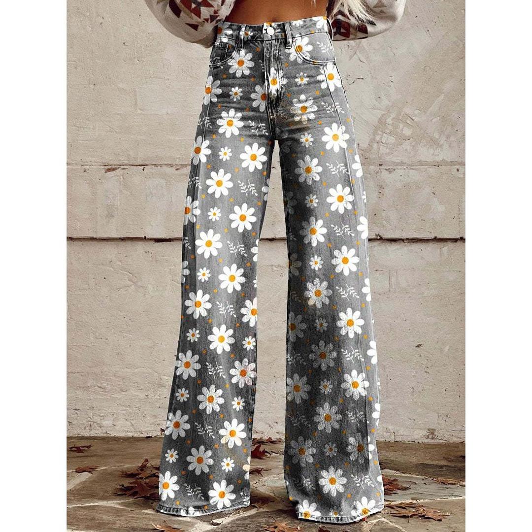 Harper | Women’s Wide Leg Floral Print Jeans