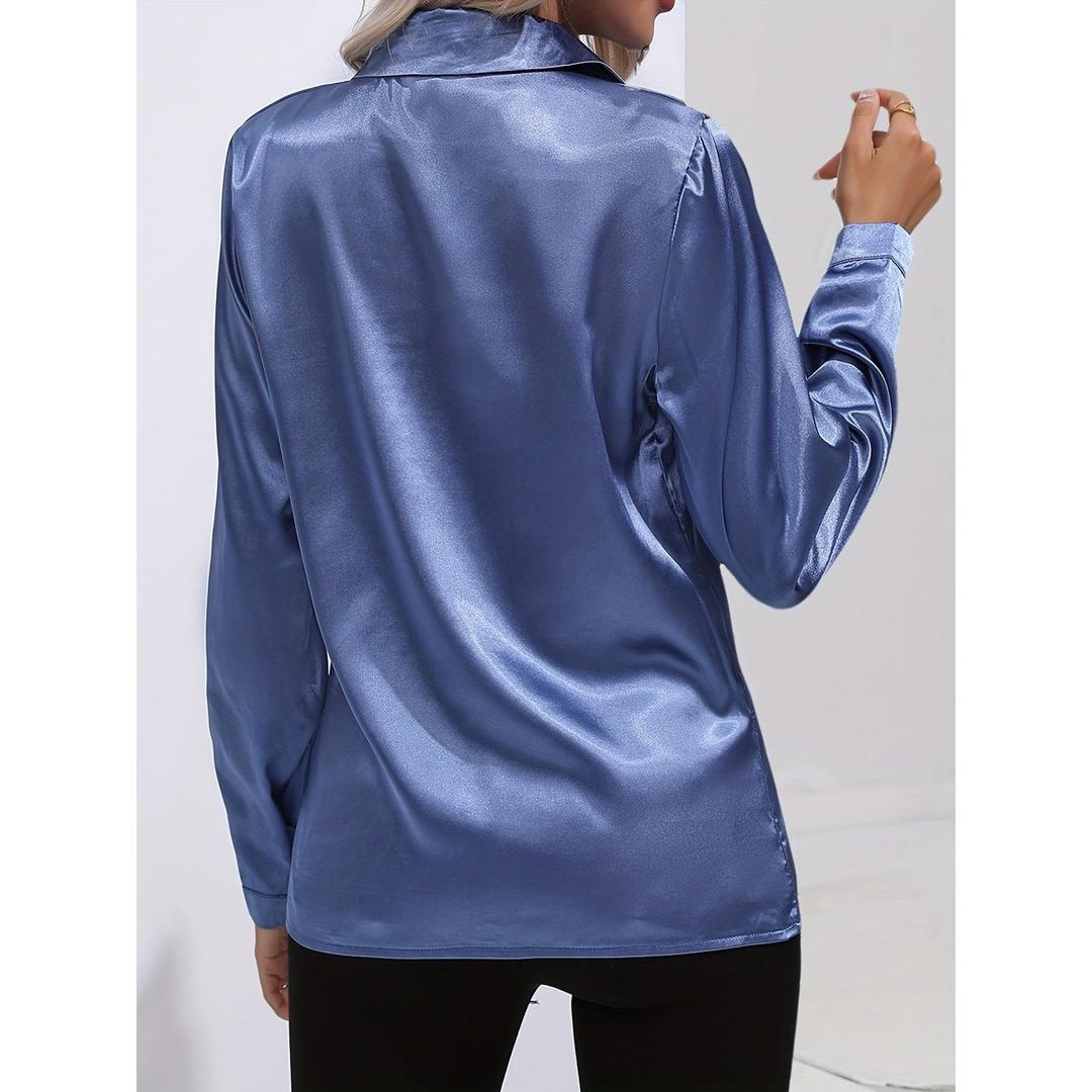 Sienna | Women’s Satin Button-Down Shirt with Long Sleeve