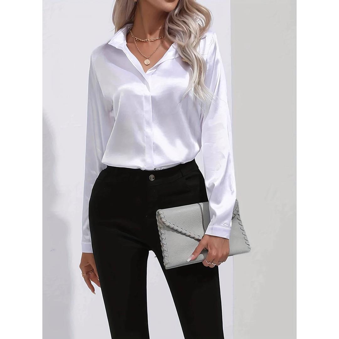 Sienna | Women’s Satin Button-Down Shirt with Long Sleeve