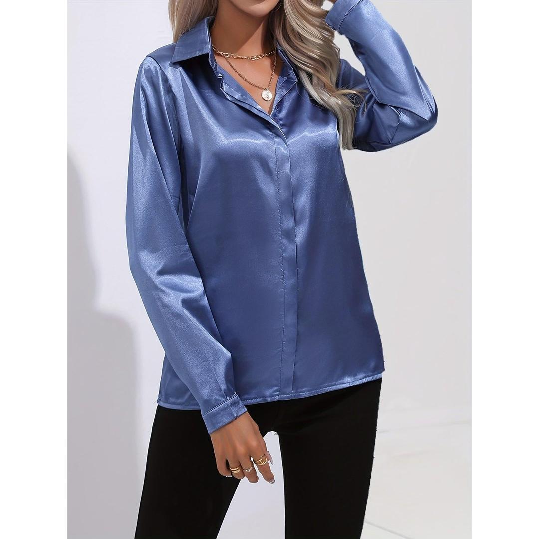 Sienna | Women’s Satin Button-Down Shirt with Long Sleeve