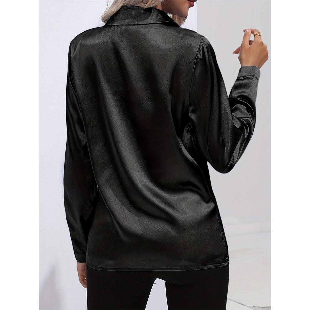 Sienna | Women’s Satin Button-Down Shirt with Long Sleeve