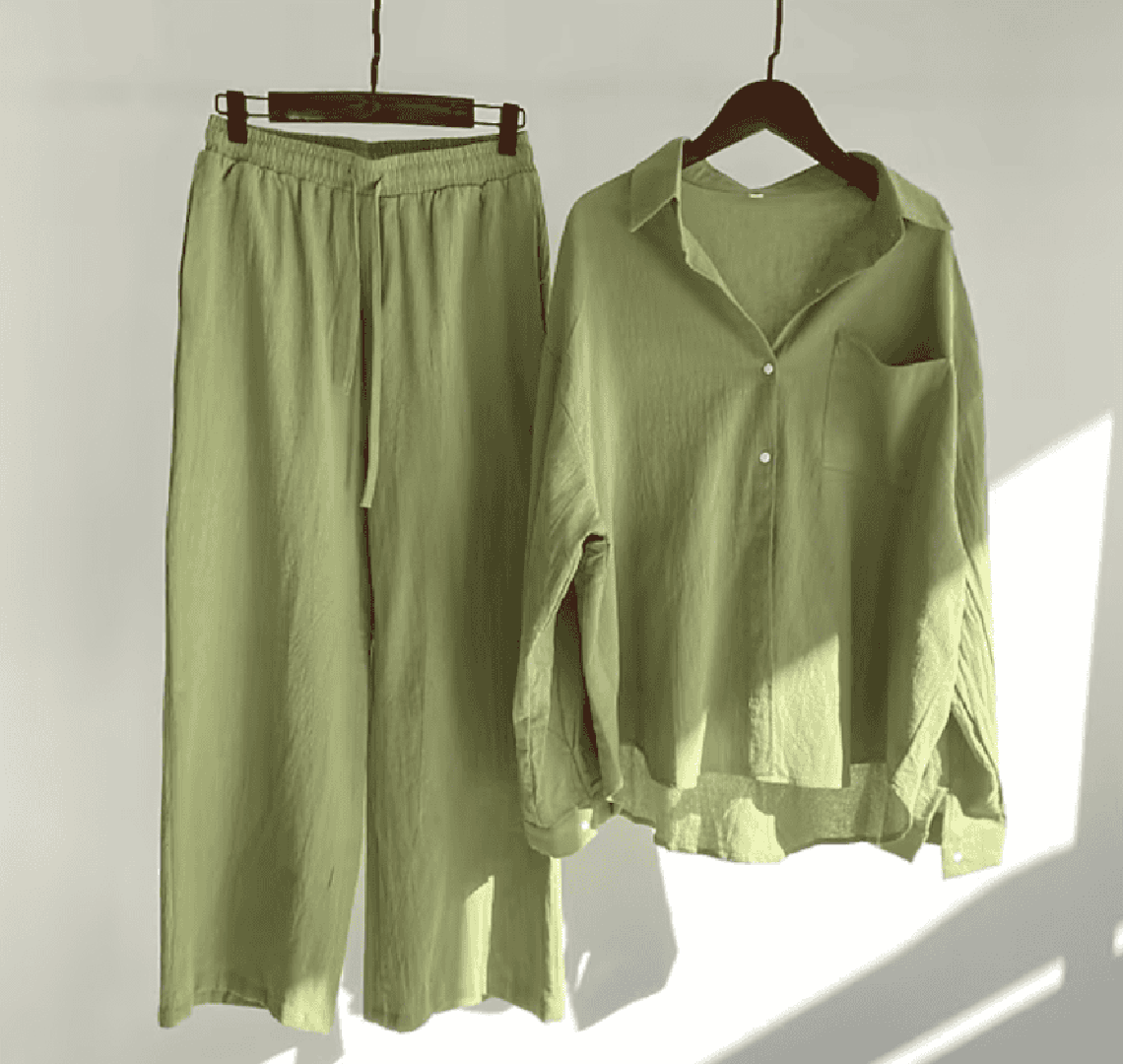 Marvella | Women’s Button Shirt and Elastic Waist Trousers Set