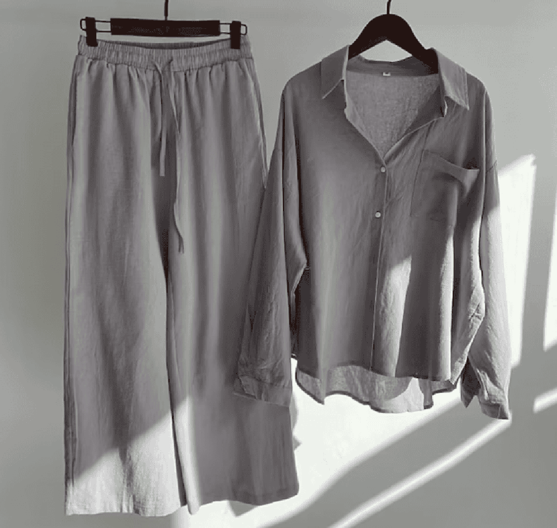 Marvella | Women’s Button Shirt and Elastic Waist Trousers Set