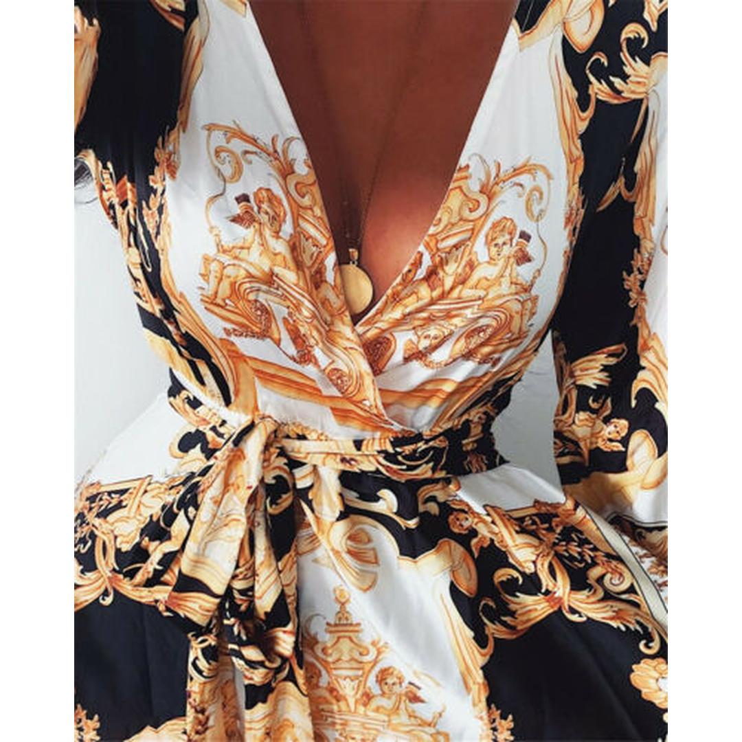 Hannah | Women’s Bohemian Print Maxi Dress with V-Neck