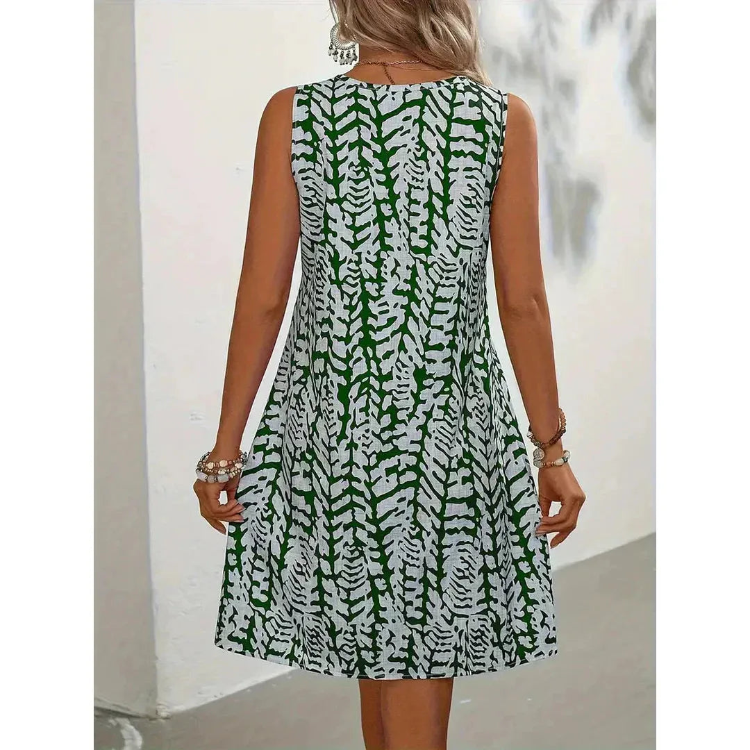 Harper | Women’s Sleeveless Printed Mini Dress with Round Neck