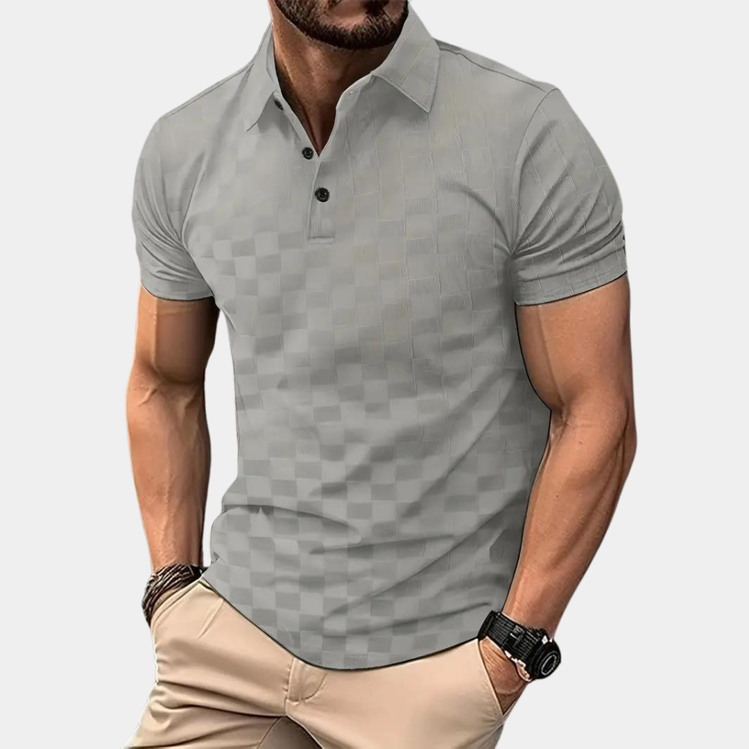 Daniel | Short Sleeve Polo Shirt with Check Pattern