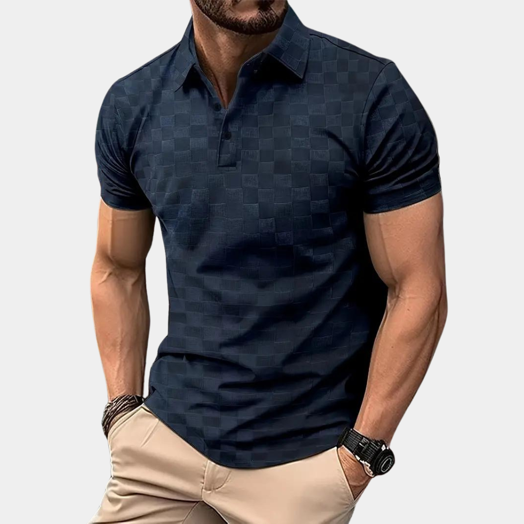 Daniel | Short Sleeve Polo Shirt with Check Pattern