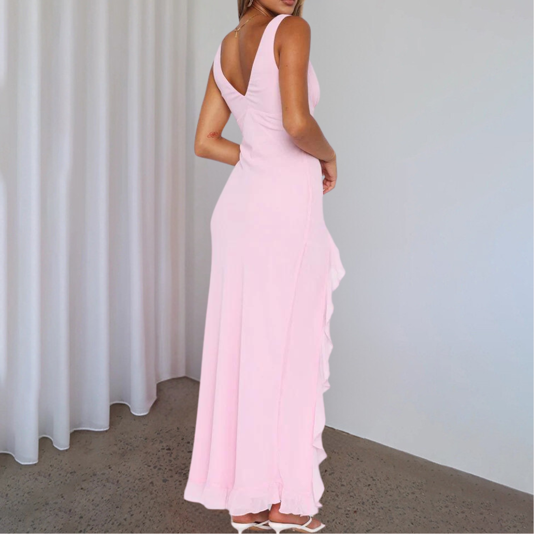 Charlotte | Women’s Sleeveless V-Neck Maxi Dress with Asymmetrical Slit