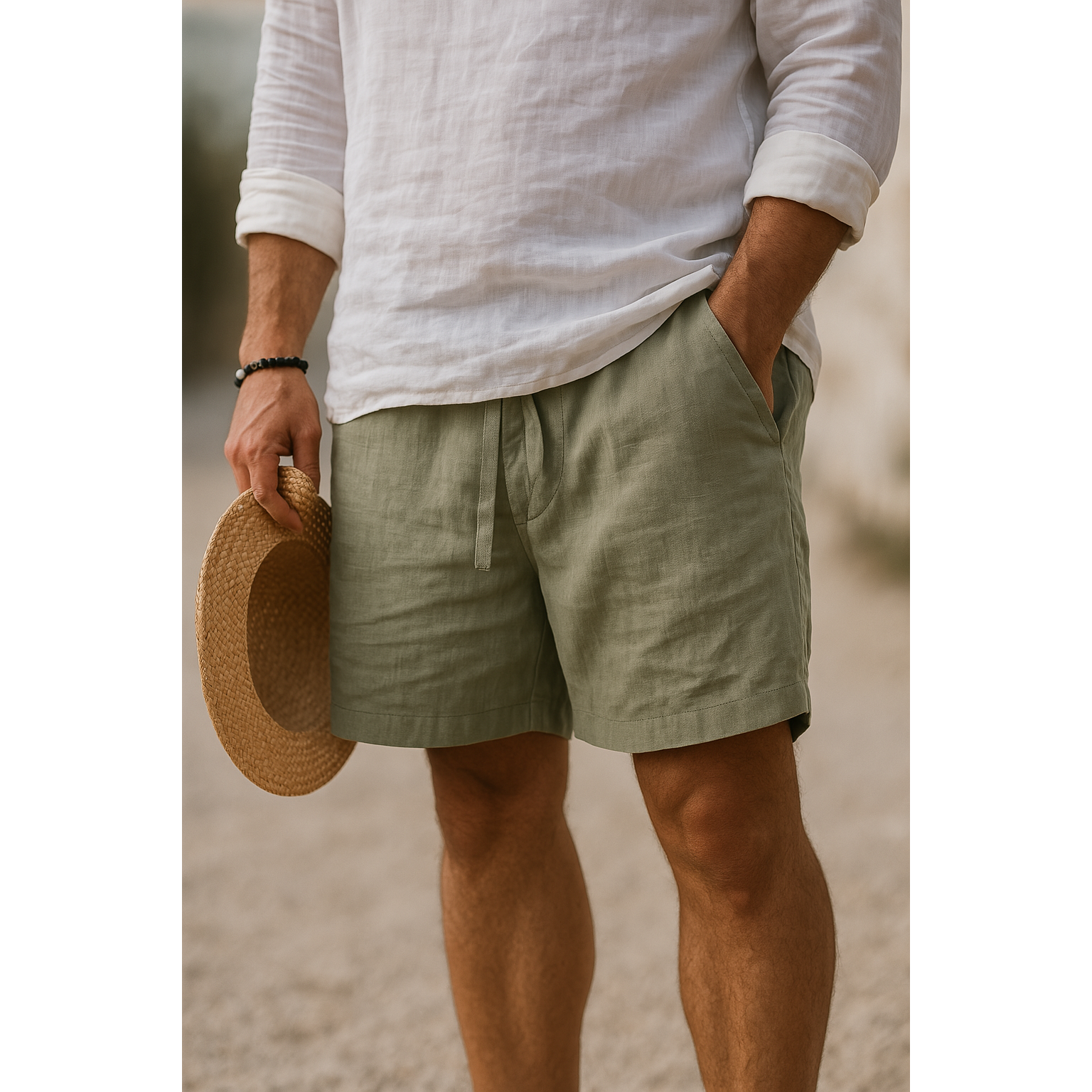 Ethan | Men’s Cotton Linen Blend Casual Shorts