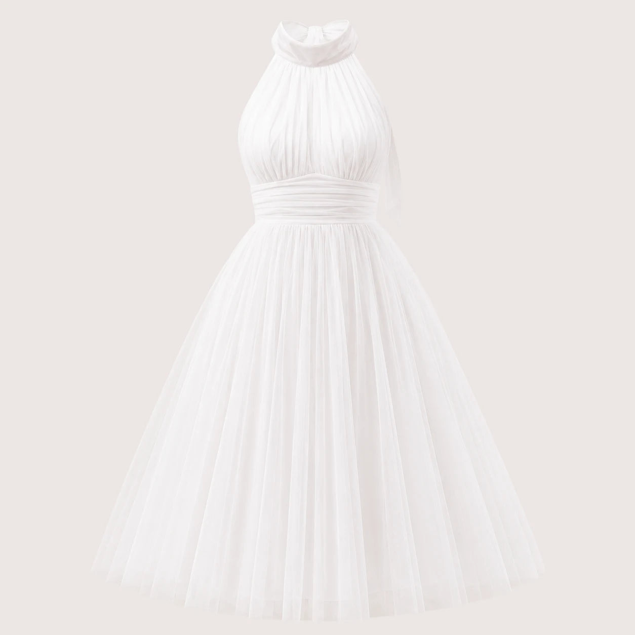 Elena | Women’s Halter Neck Flared Tulle Midi Dress