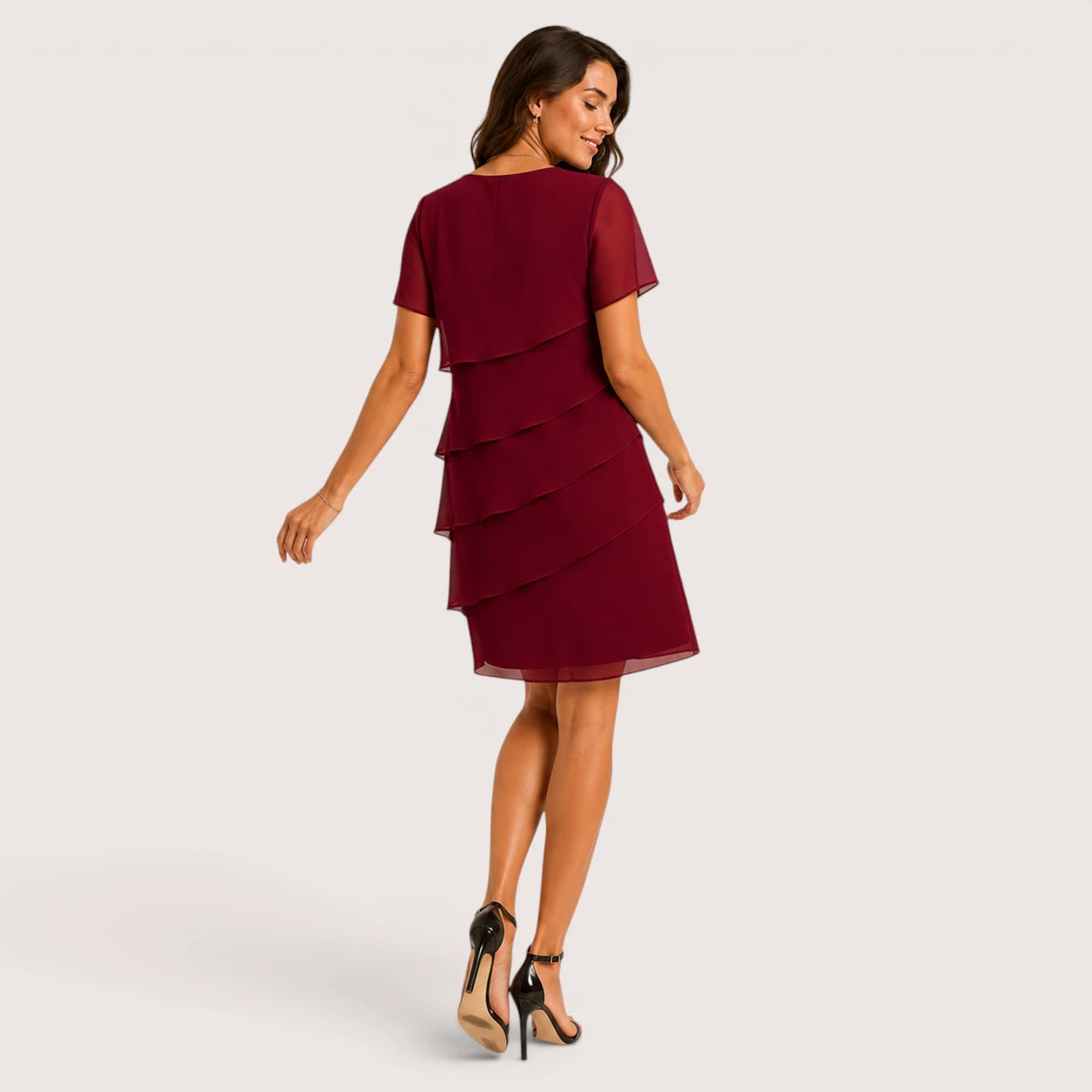 Lauren | Women’s Asymmetrical Layered Knee-Length Dress