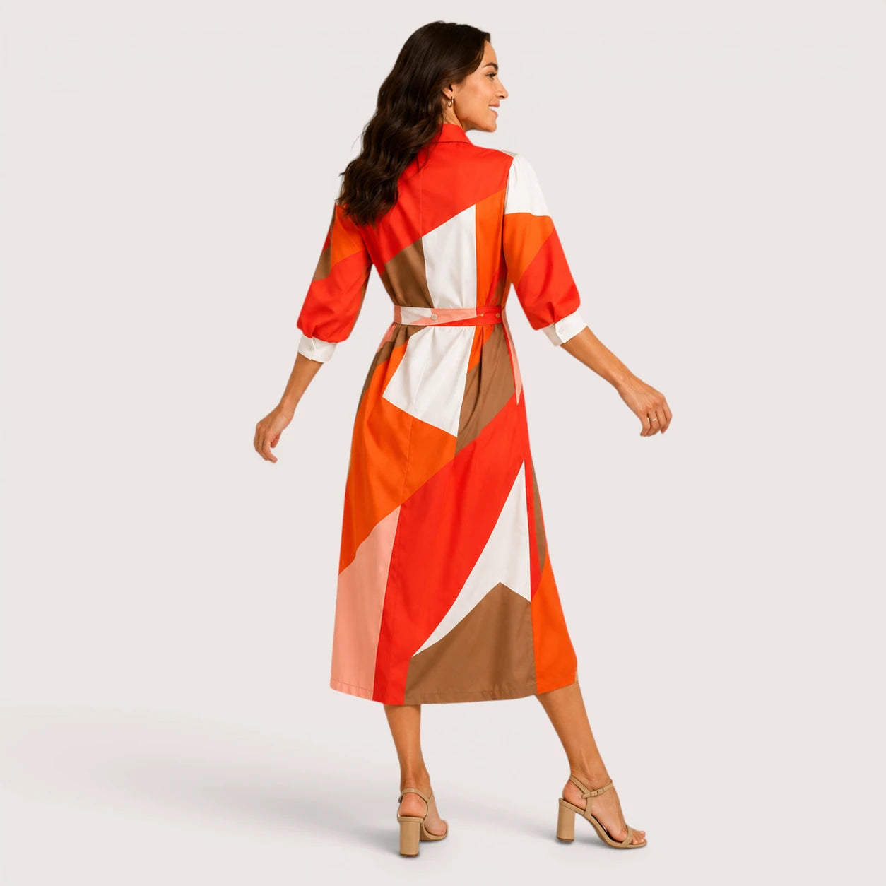Hailey | Women’s Geometric Print Dress with Waist Tie
