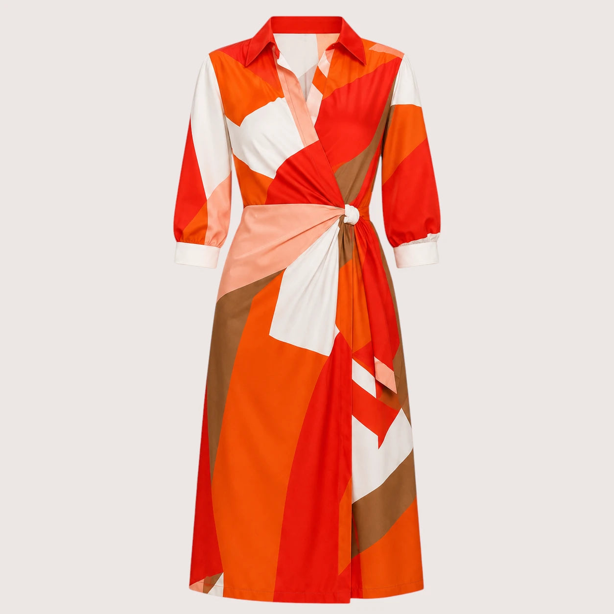 Hailey | Women’s Geometric Print Dress with Waist Tie