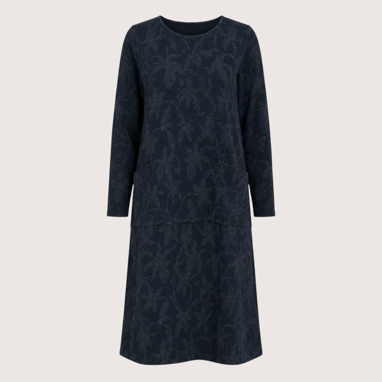 Megan | Women’s Long Sleeve Midi Dress with Front Pockets