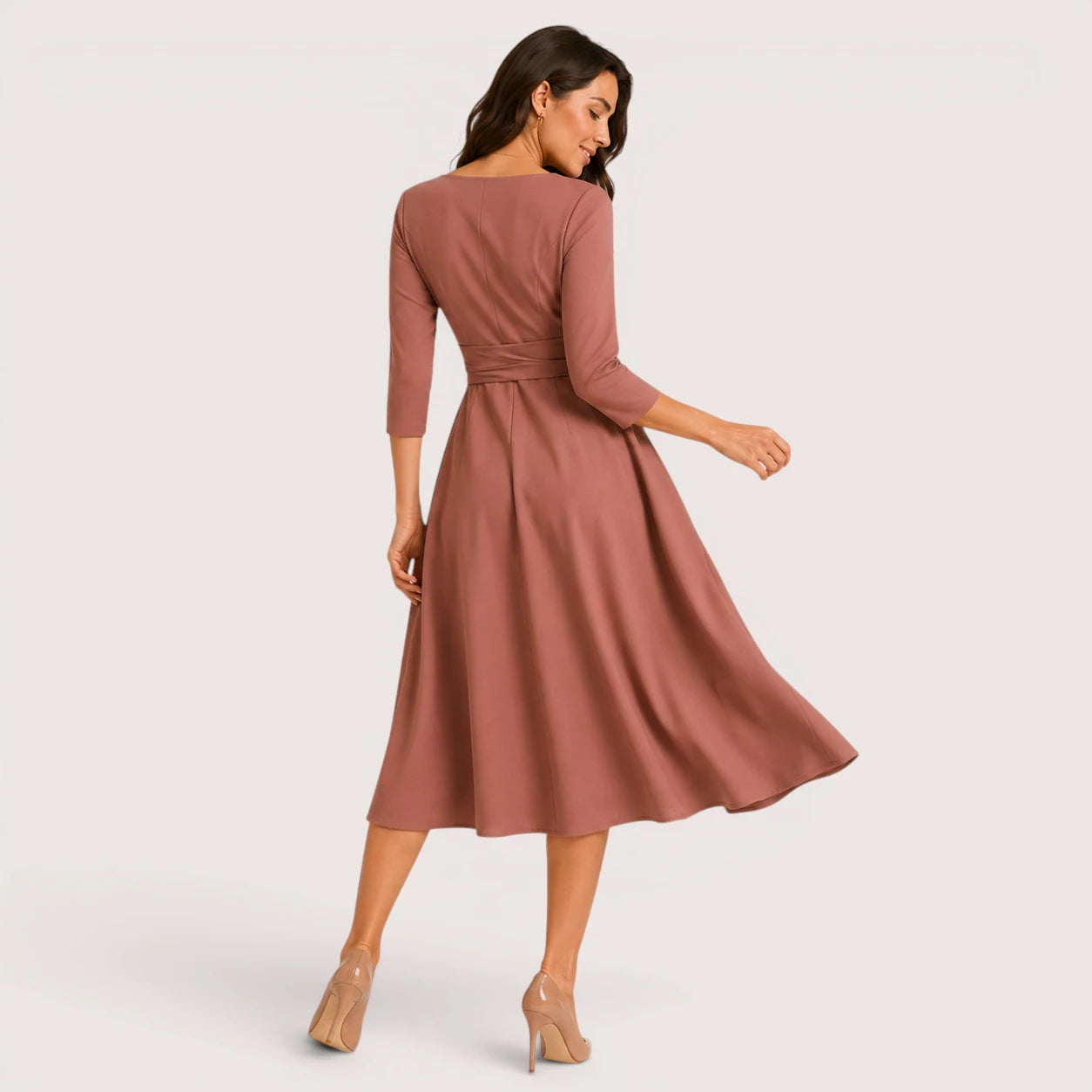 Penelope | Women’s Midi Dress with Waist Tie Bow