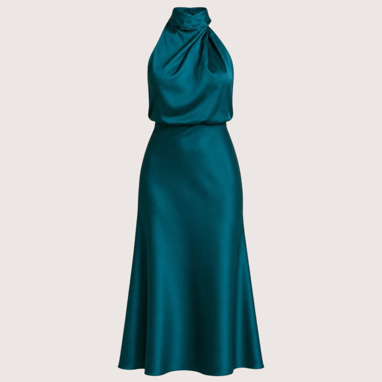 Camila | Women’s Halter Neck Draped Midi Dress