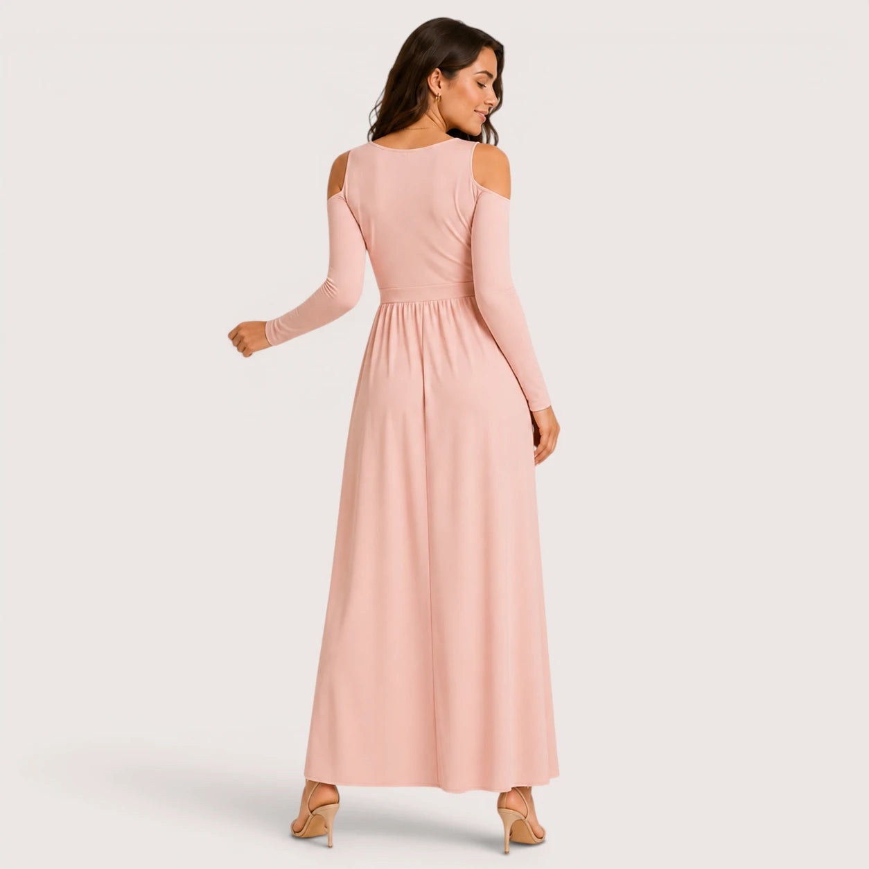 Audrey | Women’s V-Neck Cold Shoulder Maxi Dress with Side Slit