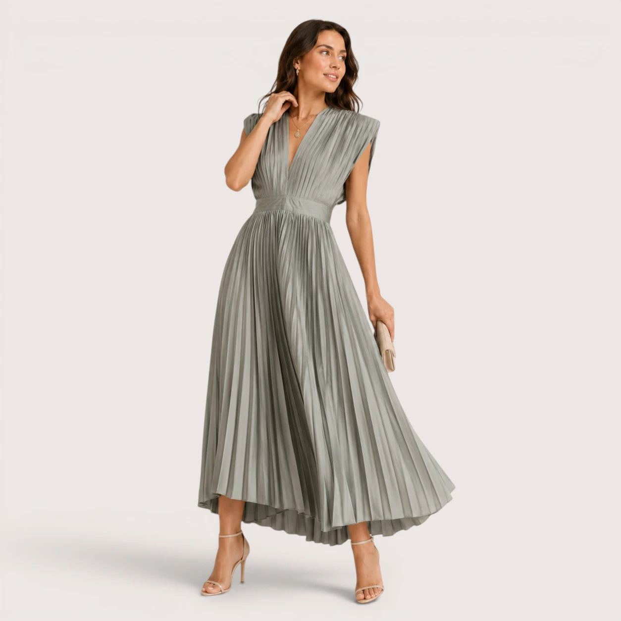 Vivienne | Women’s Sleeveless V-Neck Pleated Dress
