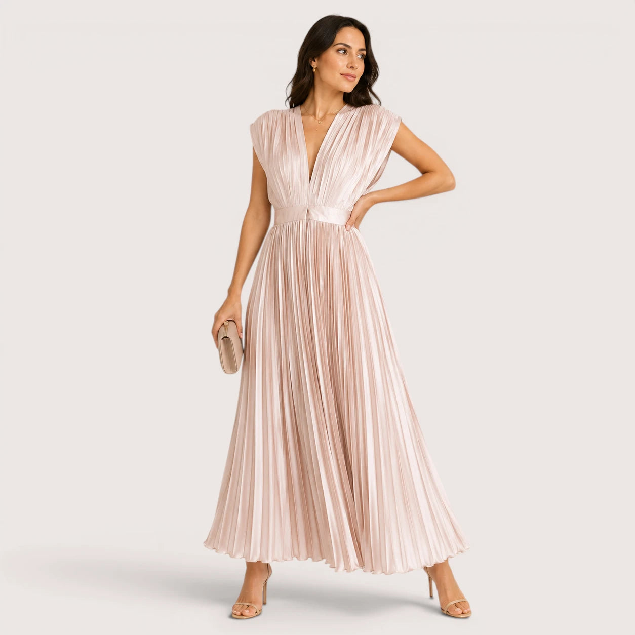 Vivienne | Women’s Sleeveless V-Neck Pleated Dress