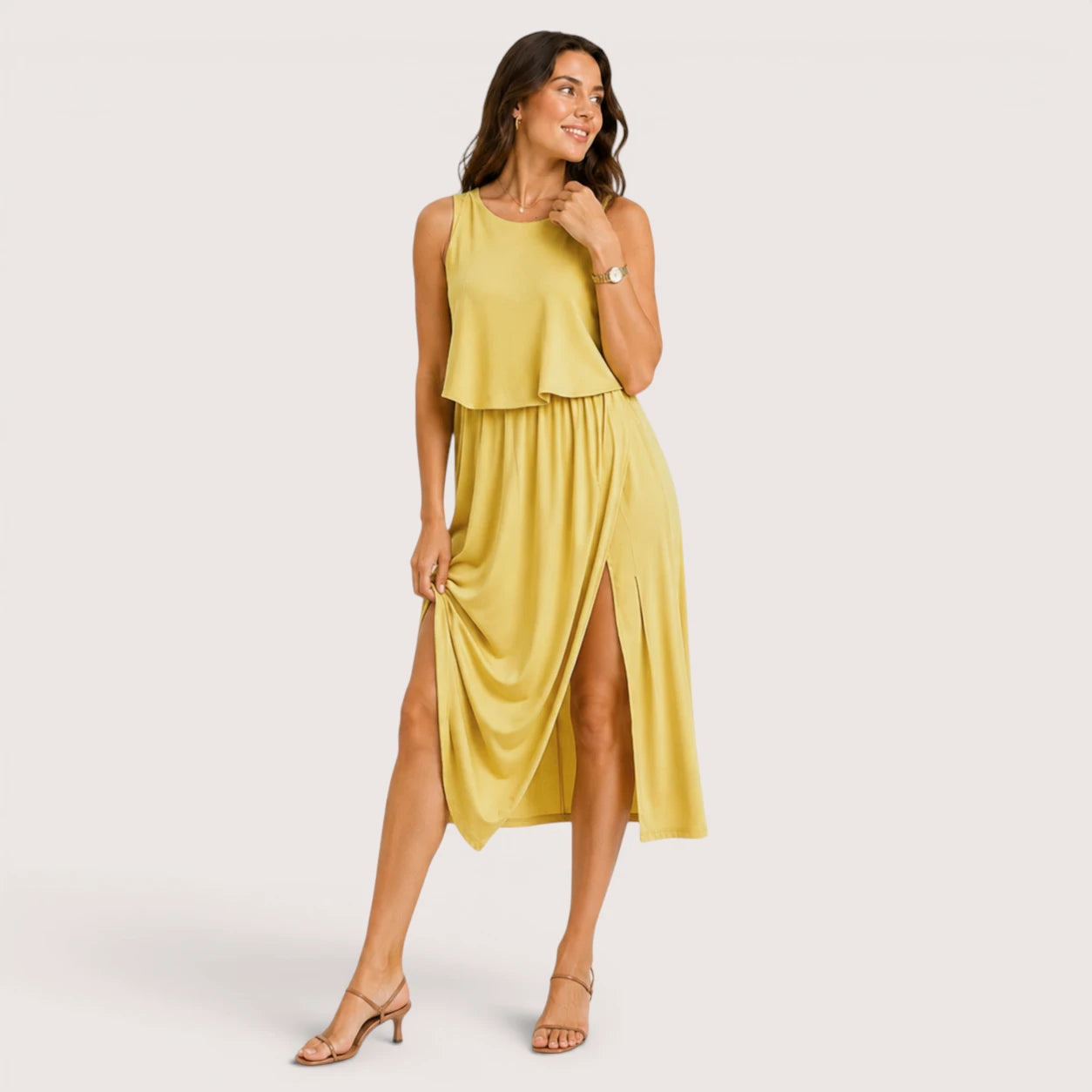 Aurora | Women’s Sleeveless Maxi Dress with Round Neck