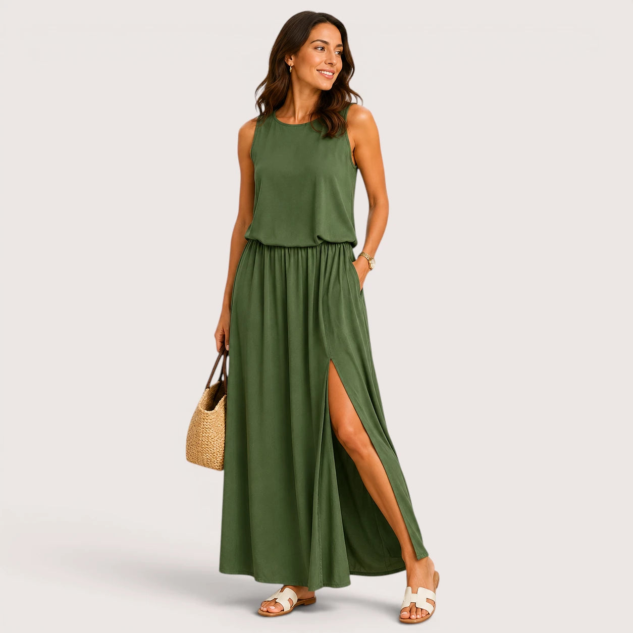 Aurora | Women’s Sleeveless Maxi Dress with Round Neck