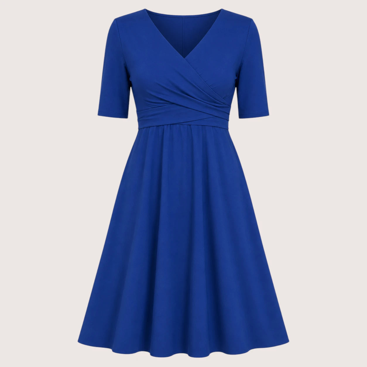 Madeline | Women’s V-Neck Midi Dress with Short Sleeves