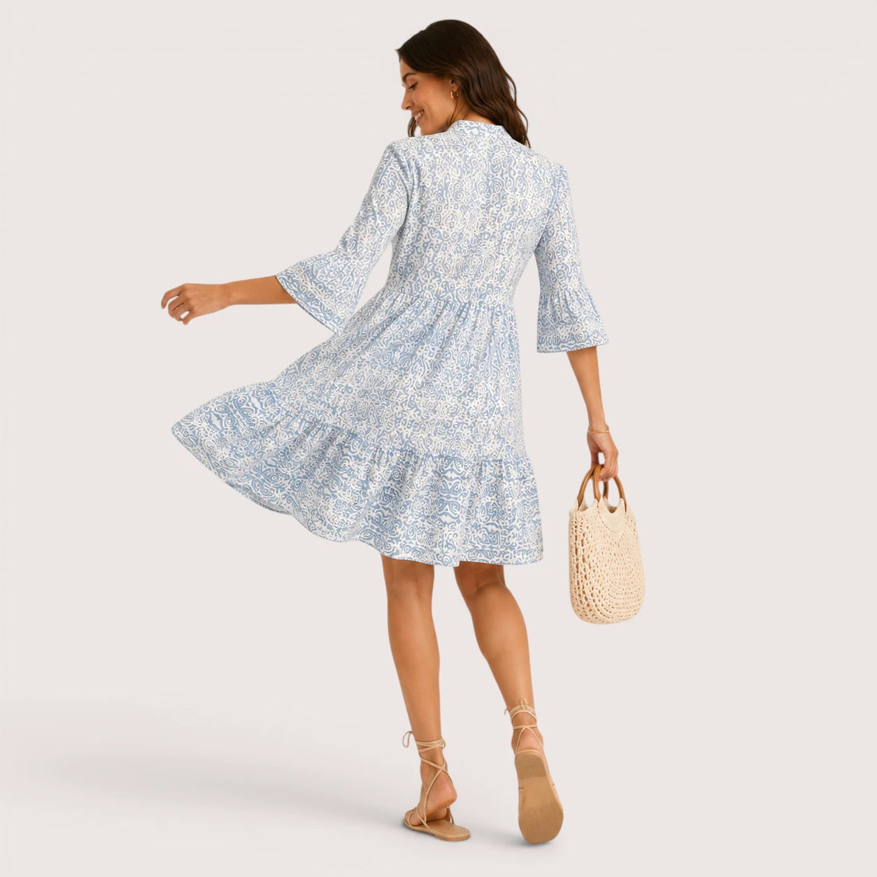 Avery | Women’s Boho Print Mini Dress with Split Collar