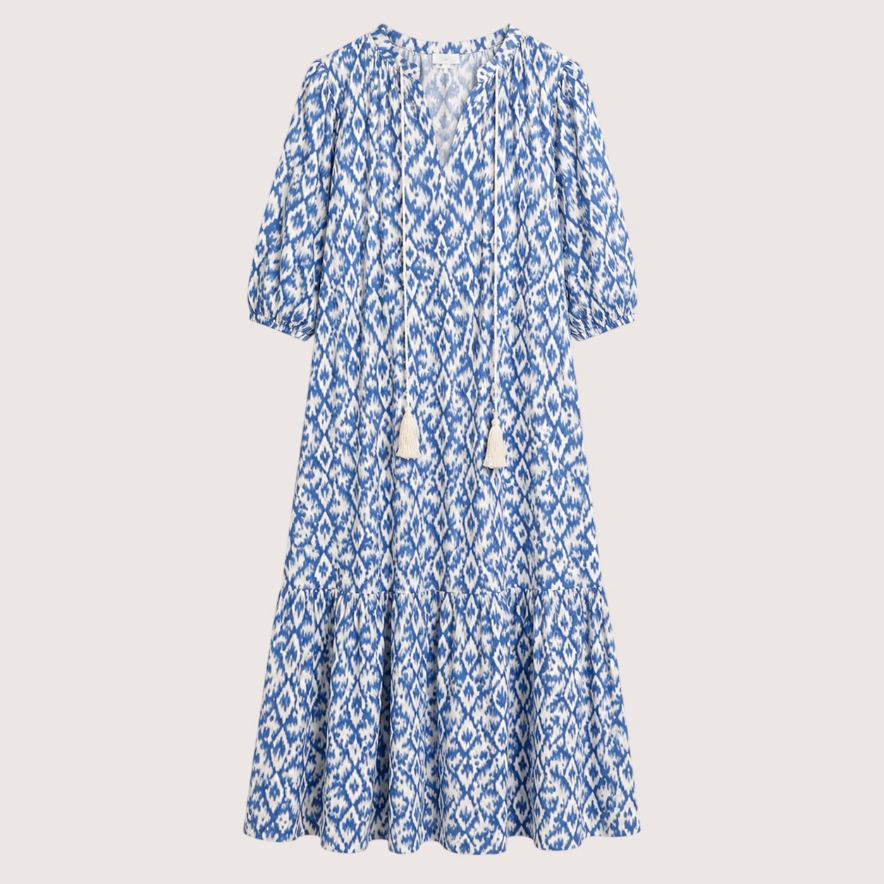 Elena | Women’s Long Printed Dress with V-Neck