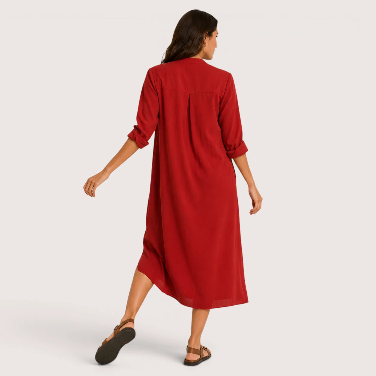 Abigail | Women’s Midi Dress with V-Neck and Half Sleeves