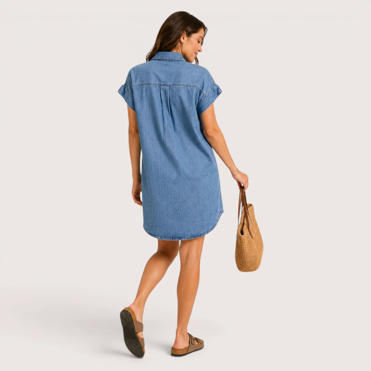 Alicia | Women’s Mini Shirt Dress with Button-Front Closure