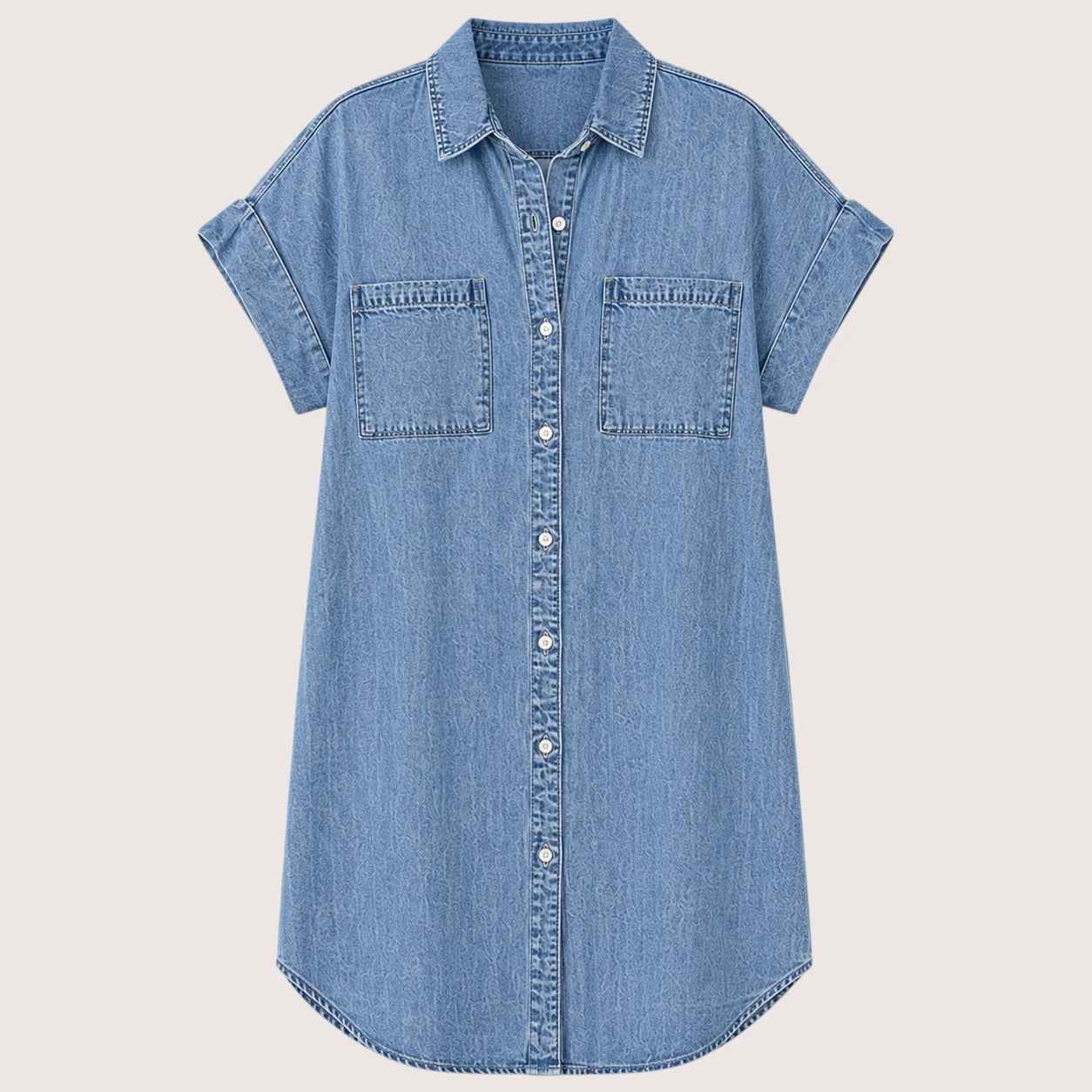 Alicia | Women’s Mini Shirt Dress with Button-Front Closure