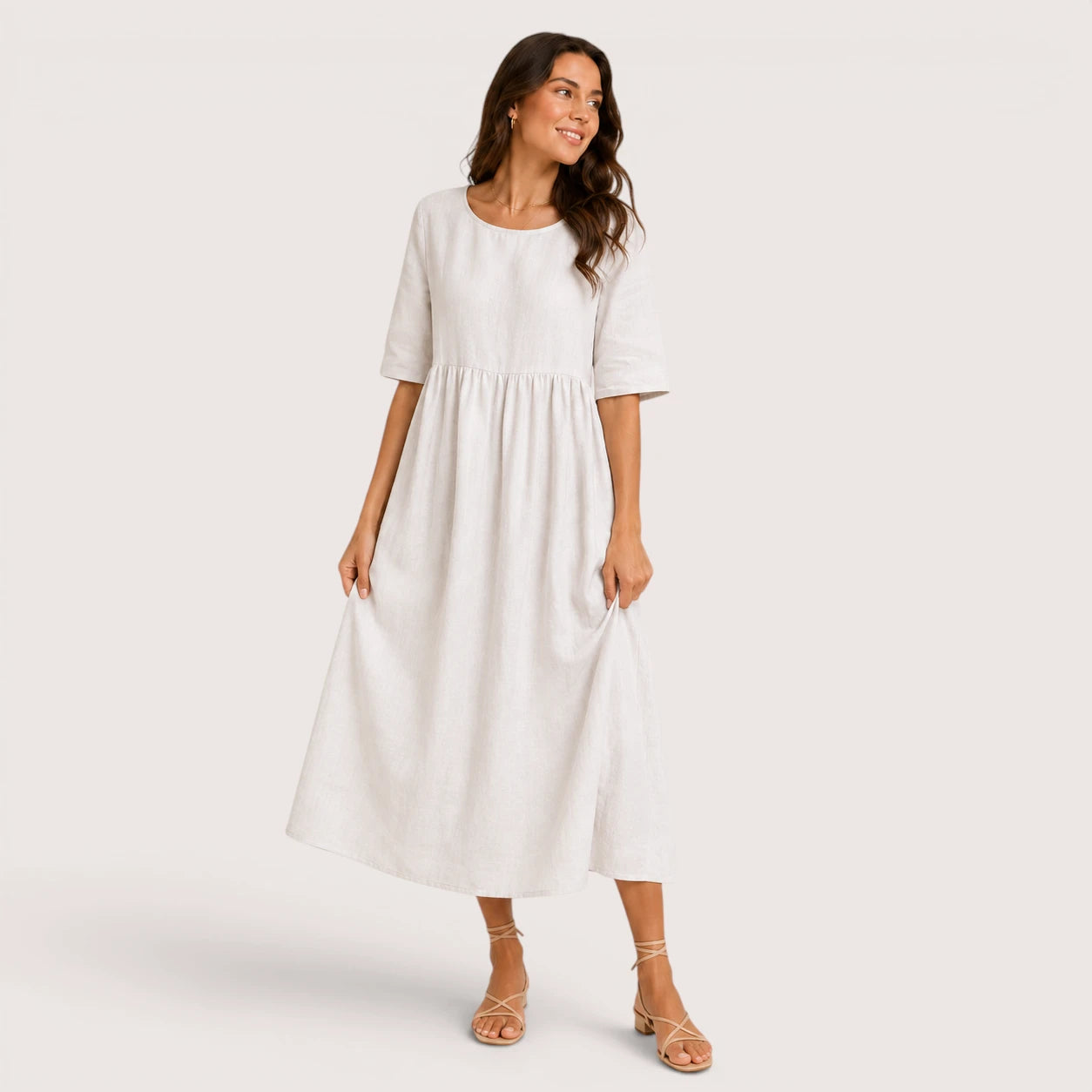 Claudia | Women’s Midi Dress with Half Sleeves