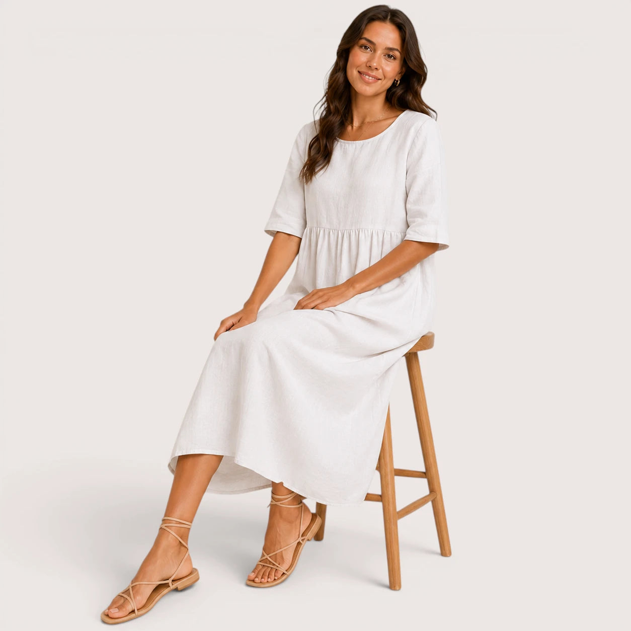 Claudia | Women’s Midi Dress with Half Sleeves