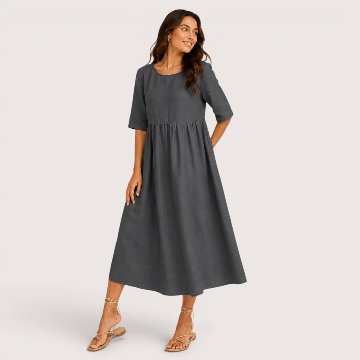 Claudia | Women’s Midi Dress with Half Sleeves