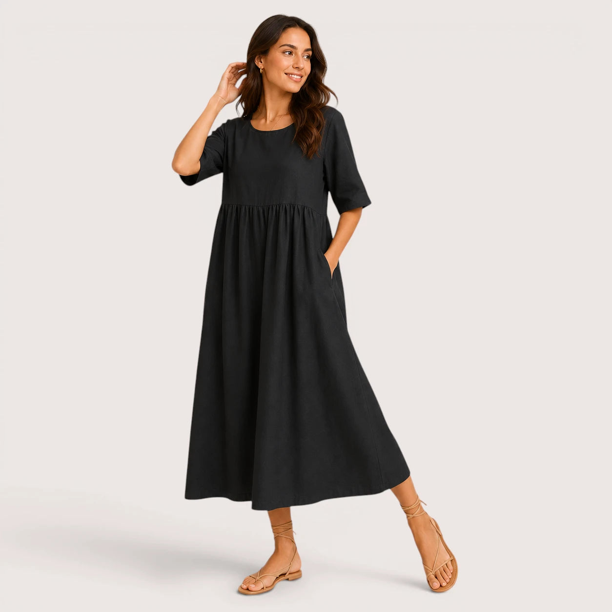 Claudia | Women’s Midi Dress with Half Sleeves