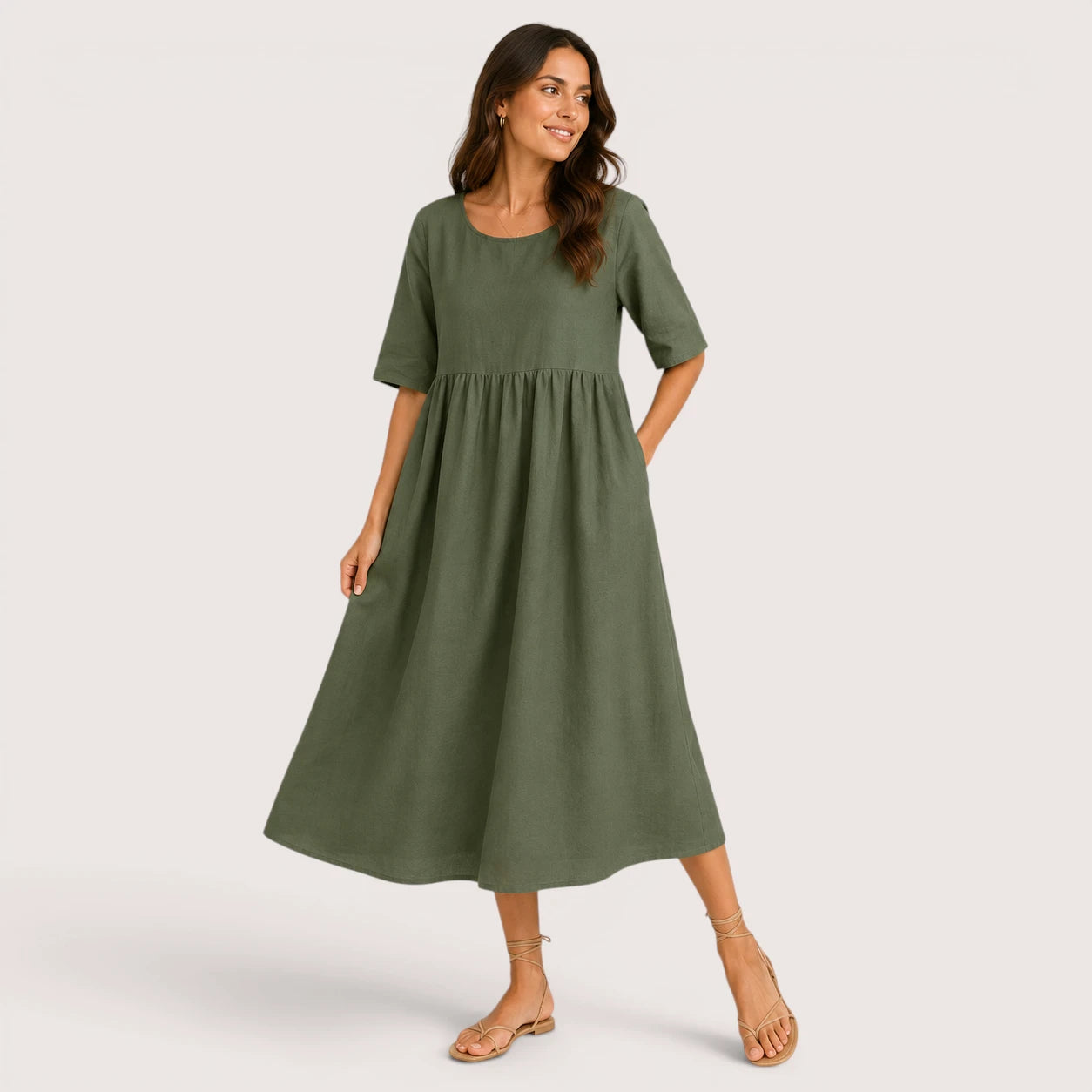 Claudia | Women’s Midi Dress with Half Sleeves