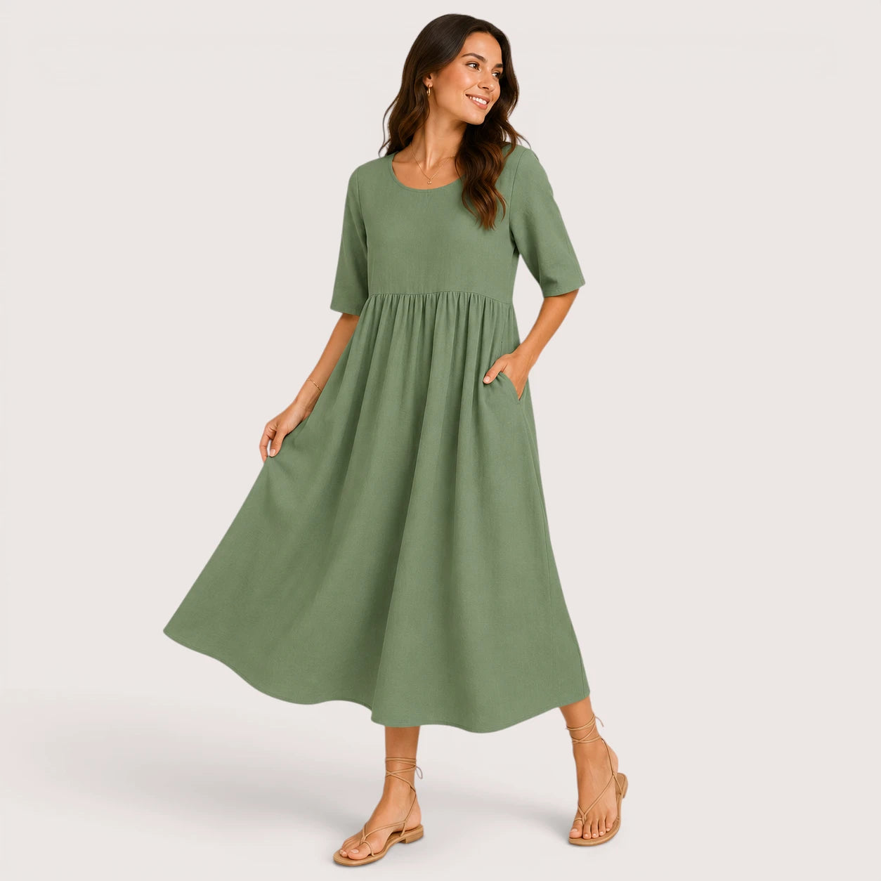 Claudia | Women’s Midi Dress with Half Sleeves